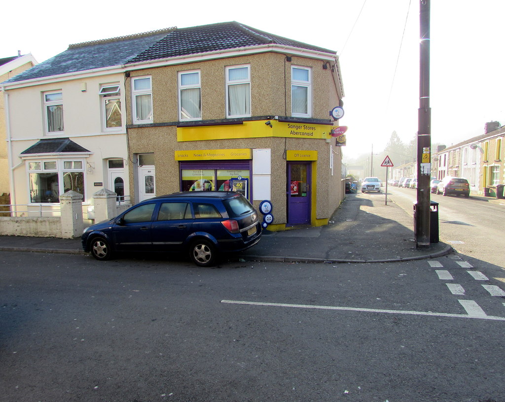 Sanger Stores Abercanaid. Chapel Street convenience store on the corner of Alexander Place.