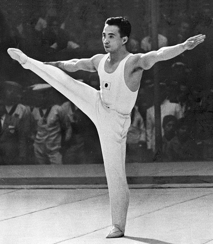 Nobuyuki Aihara of Japan competes in the Floor of the Artistic Gymnastics during the Rome Summer Olympic Games at Baths of Caracalla in September 1960 in Rome, Italy.