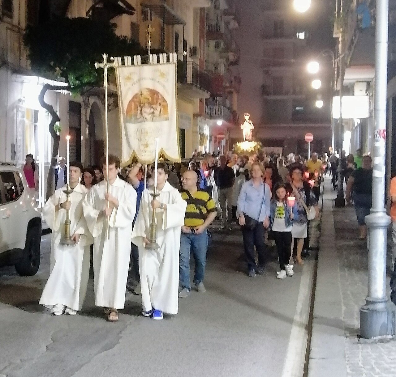 Moment of the procession in memory of Saint Francis of Assisi on the day of his anniversary, along the road from Procida to Angri (SA).