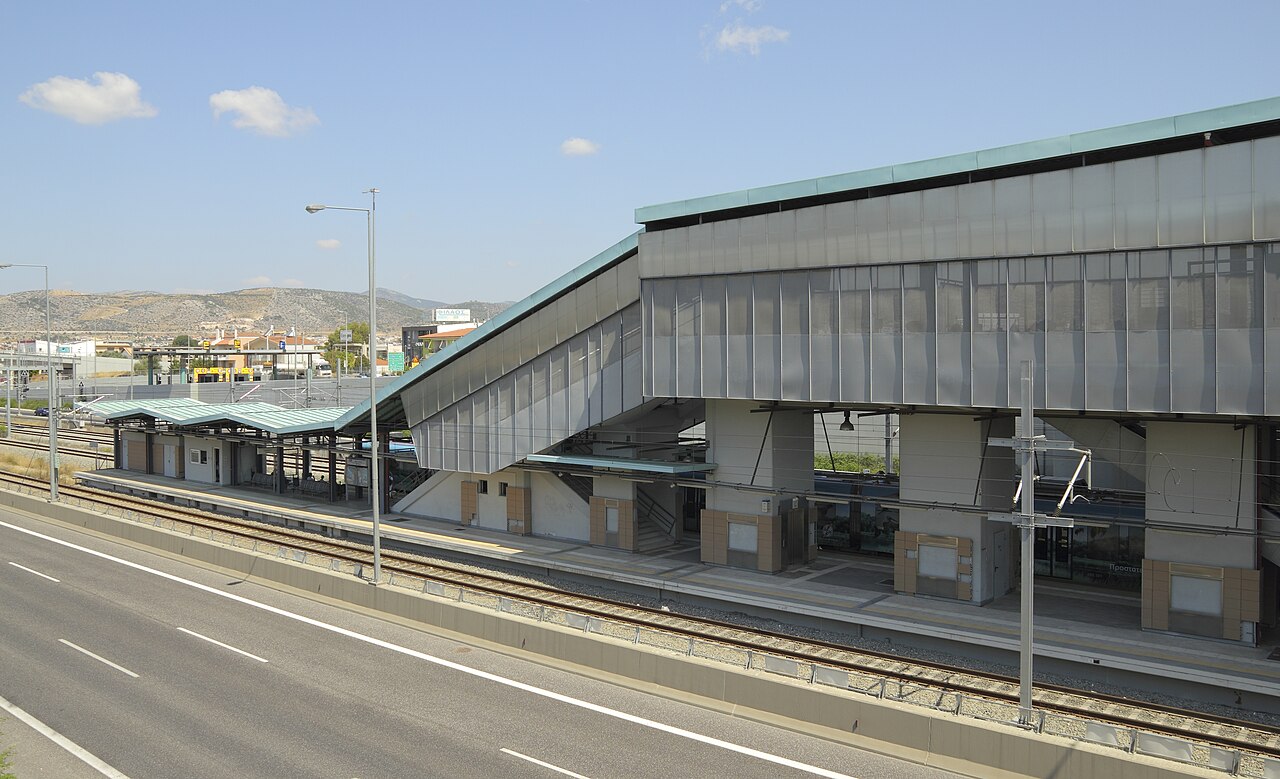 Proastiakos station «Ano Liosia» near Athens (Attica, Greece)