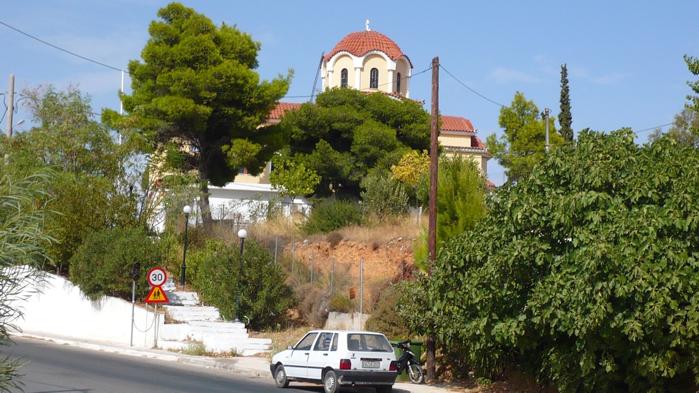 The above picture depicts the central square of the Community of Anthoussa at East Attica.