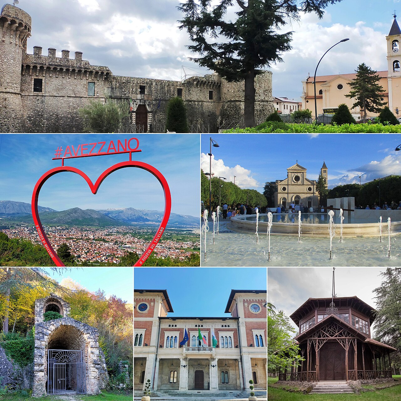 Collage of images of Avezzano, Abruzzo, Italy