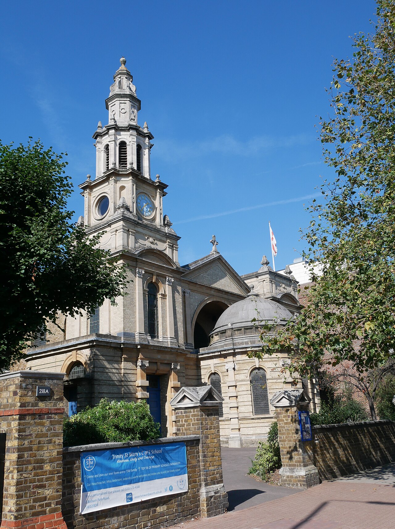 The Church of Saint Mary in Balham as seen from the southeast.