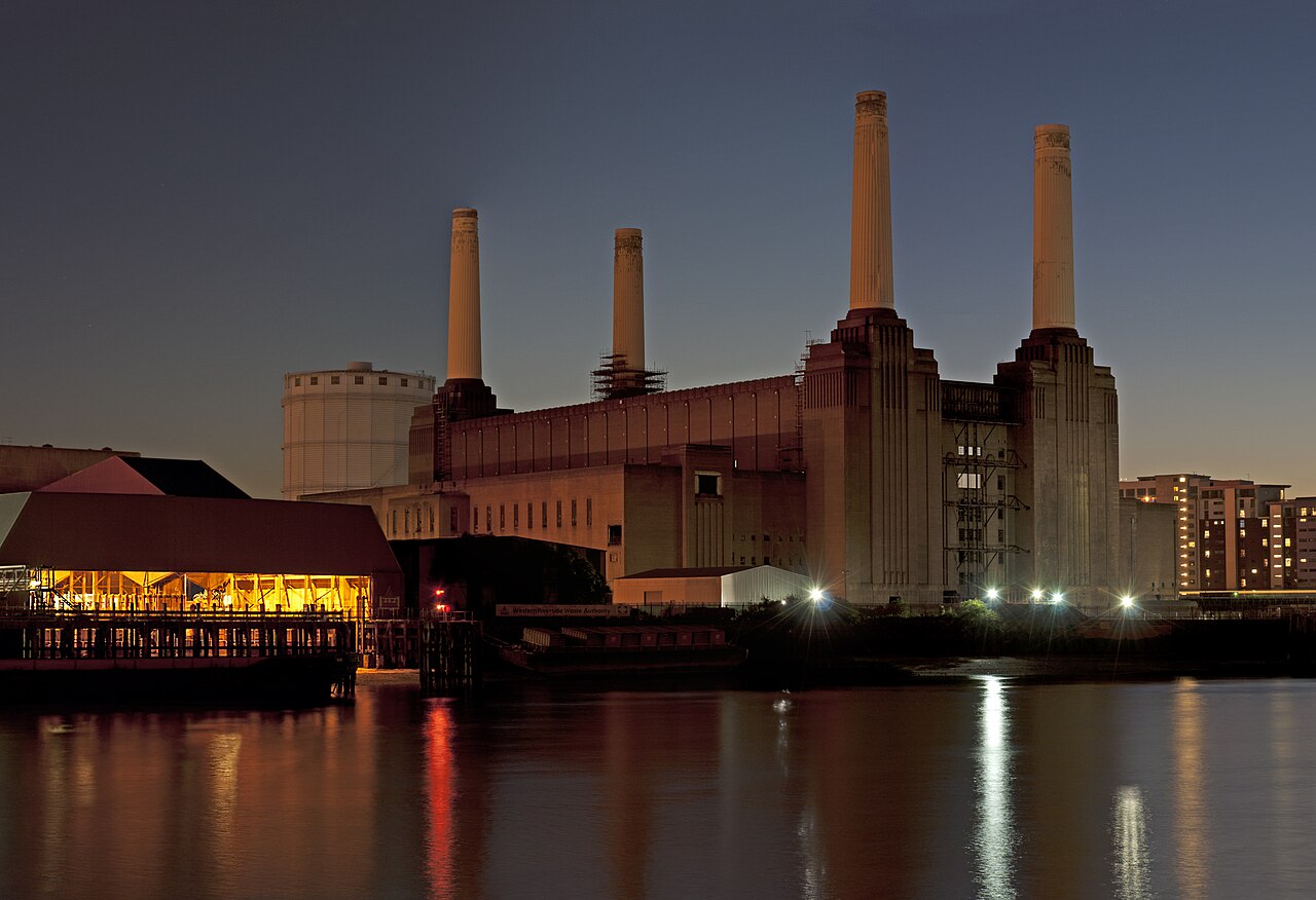 Battersea Power Station, Nine Elms, London. Photo taken from the north embankment of Thames.