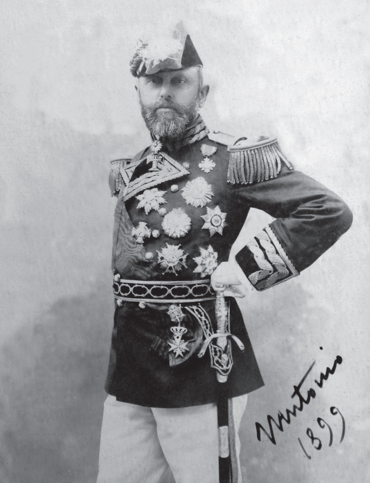 The 6th Marquis of Pombal, wearing the uniform and insignias of Bailiff Knight Grand-Cross of the Order of Malta, 1899.