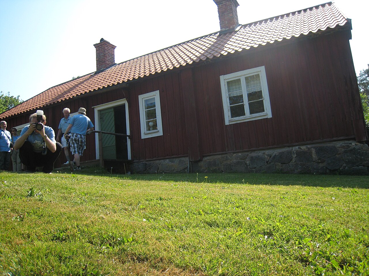 Wikipedians on the stais of the old sawmill in Bergshamra, Uppland, Sweden