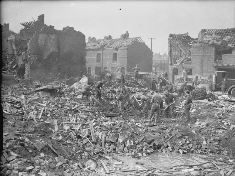 Air Raid Damage in the United Kingdom 1939-1945
British troops of Western Command clearing up bomb damage in Birkenhead, Cheshire, 15 March 1941.
