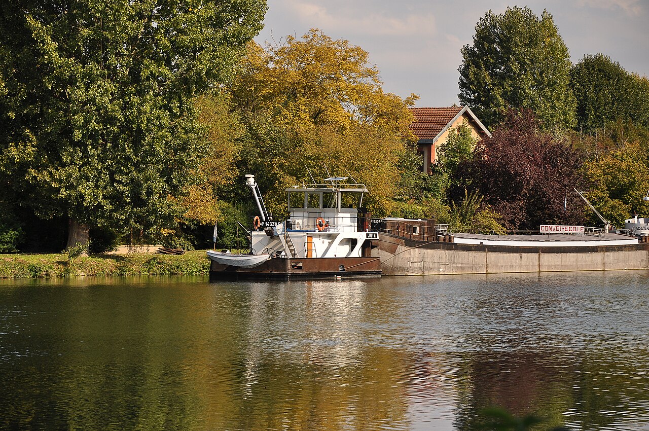 Banks of the Seine River in Bougival in Yvelines department of France.