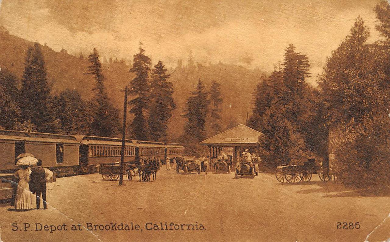 Early divided back postcard of Brookdale station, postmarked 1913