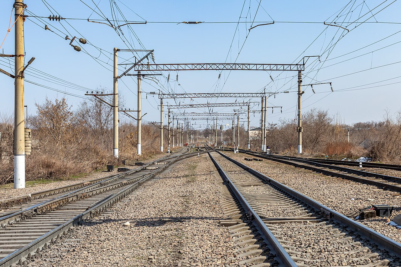Burundai railway station. Boraldai, Almaty Region, Kazakhstan.