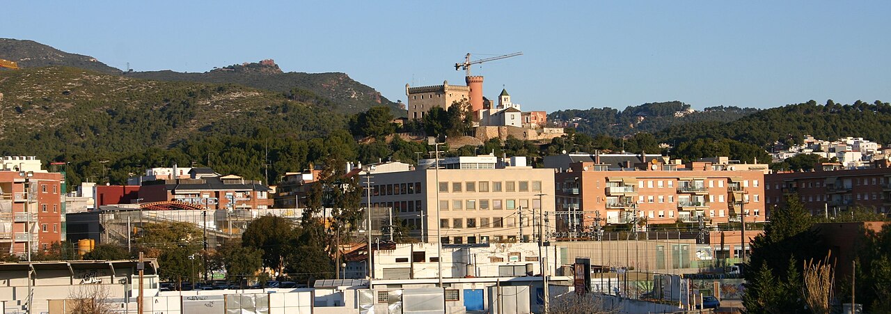 Castelldefels panoramic view, in the province of Barcelona, Catalonia. In the background, the Castle.