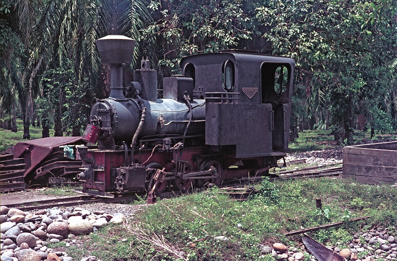 600mm gauge tramway at Gunung Kataran, North Sumatra, Indonesia.
It served a quarry which provided ballast for the 1067mm gauge North Sumatra Railway. The locomotive was a Dutch built 0-6-0T by Ducroo &amp; Brauns. At the other end of the cable-worked incline there was another Du Croo &amp; Brauns 0-6-0T.

Association of Railway Enthusiasts tour August 1972.