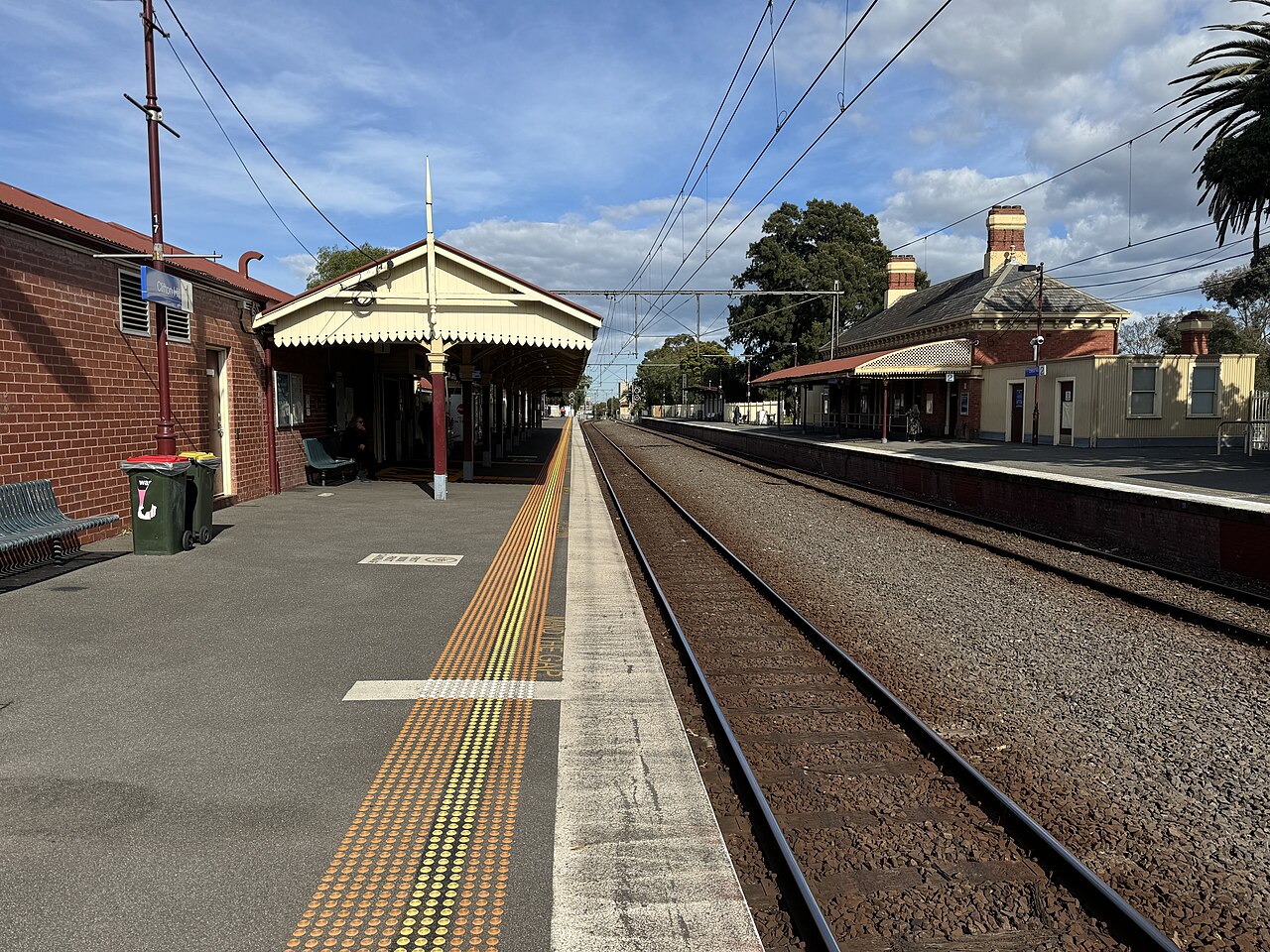 Southbound view from Platform 1 at Clifton Hill, August 2024