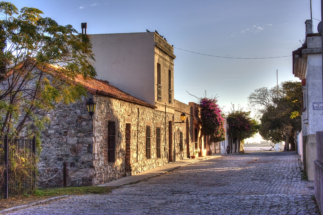 Calle San Pedro in Colonia, Uruguay late in the afternoon.