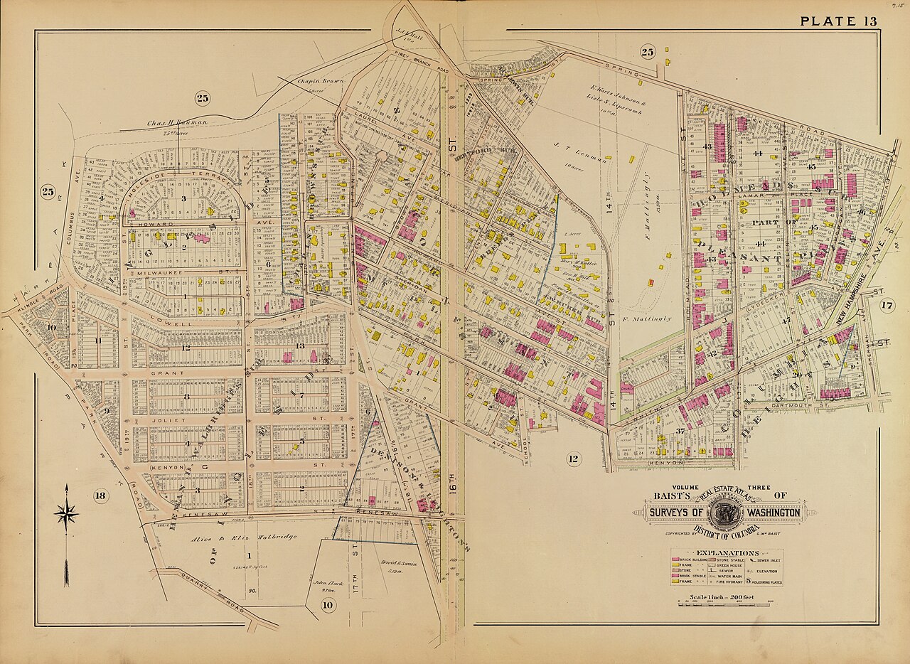 1903 Baist Atlas of Columbia Heights, Washington, DC development
