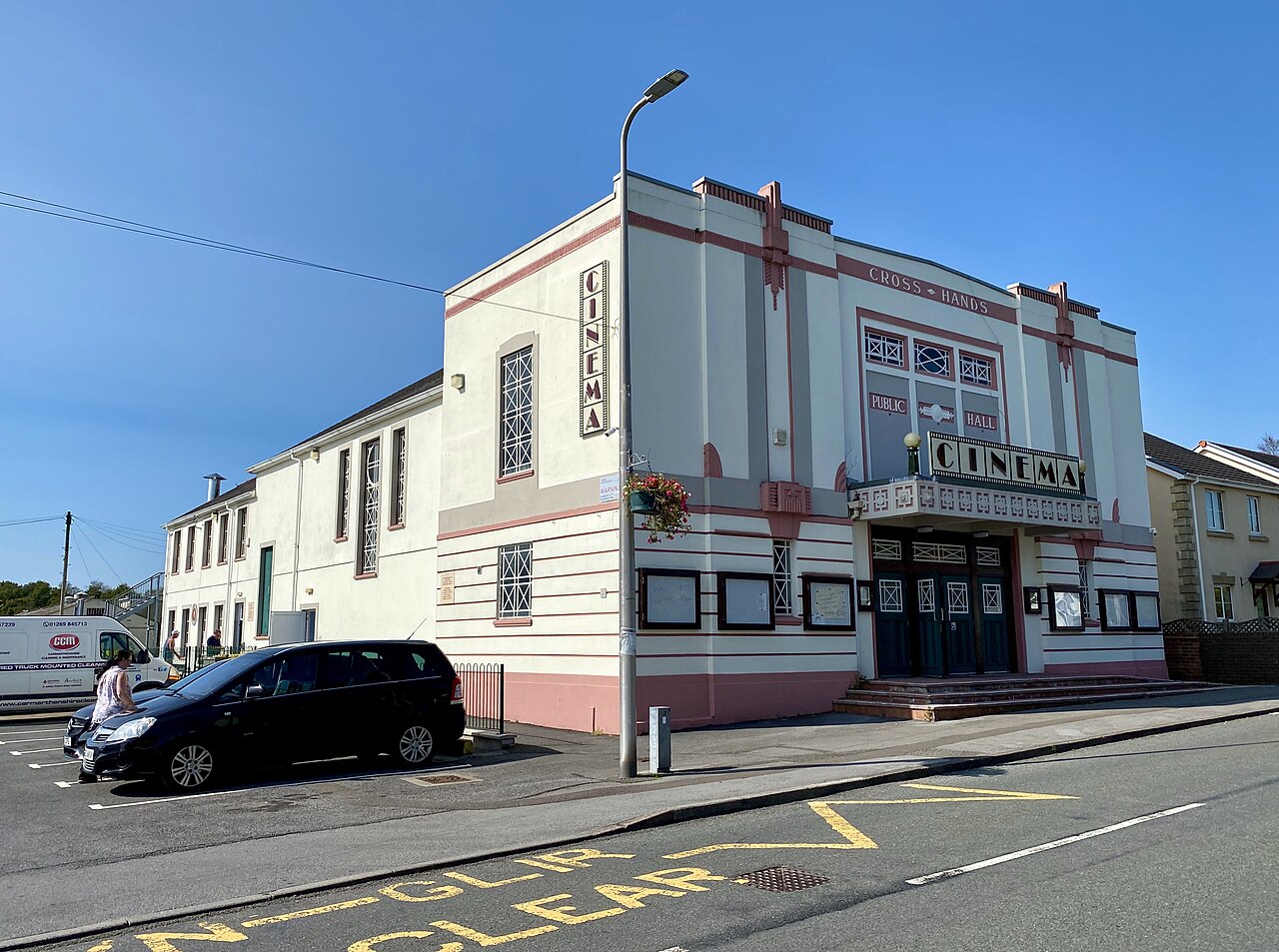 Cross Hands Cinema. Cross Hands Public Hall dates back to 1904, when it served as an entertainment centre for the local area. It underwent restoration in the mid-90s when it re-opened primarily as a cinema, run by volunteers, and it's now a beautiful example of a carefully-restored art deco cinema, one of only three of its kind in Wales.