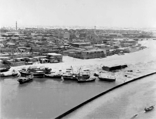 This image shows the Al Ras historic district of the Deira region of Dubai, United Arab Emirates.