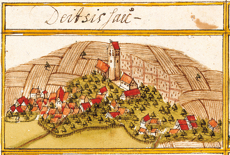 View of Deizisau from the forest register books created by Andreas Kieser