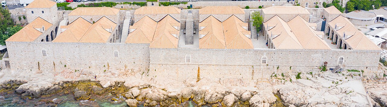 Aerial view of Lazareti complex in Dubrovnik, Croatia