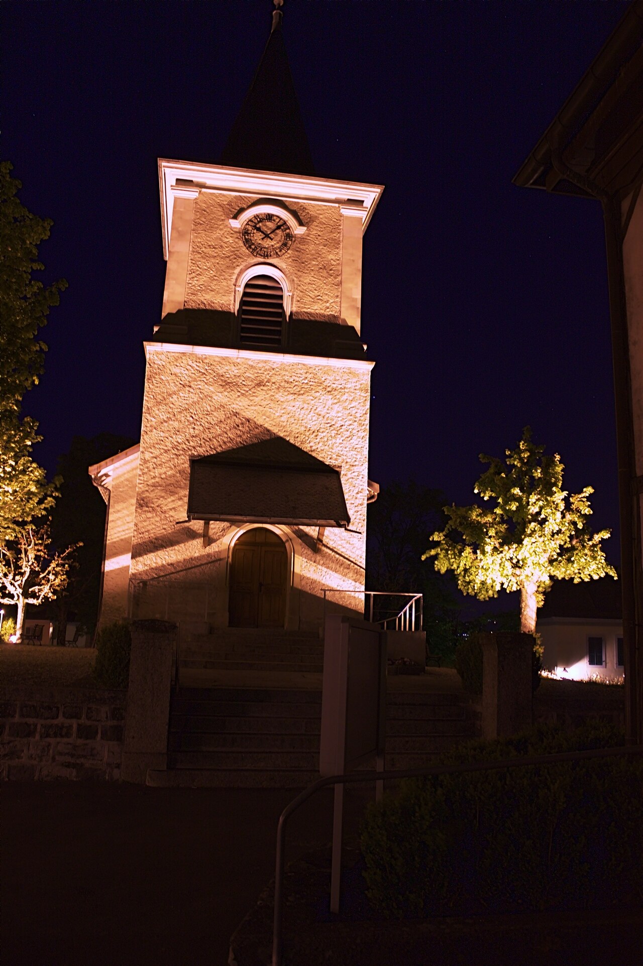 Church of Ecublens by night