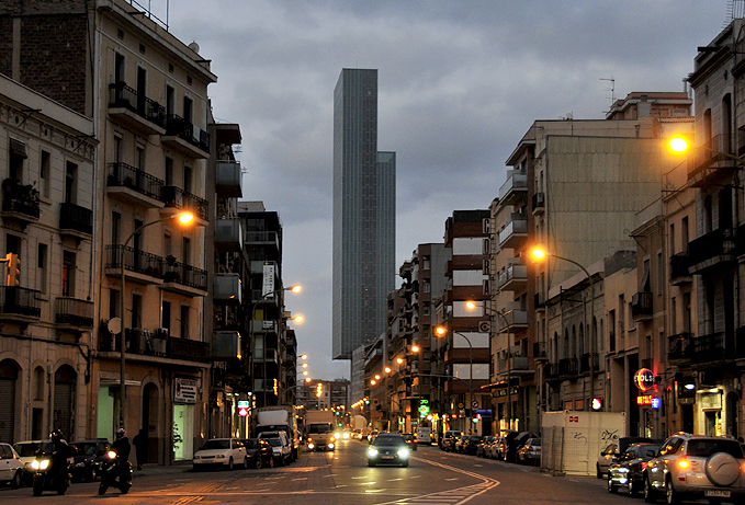 View of Carrer de Pere IV with the ME Barcelona hotel in the background