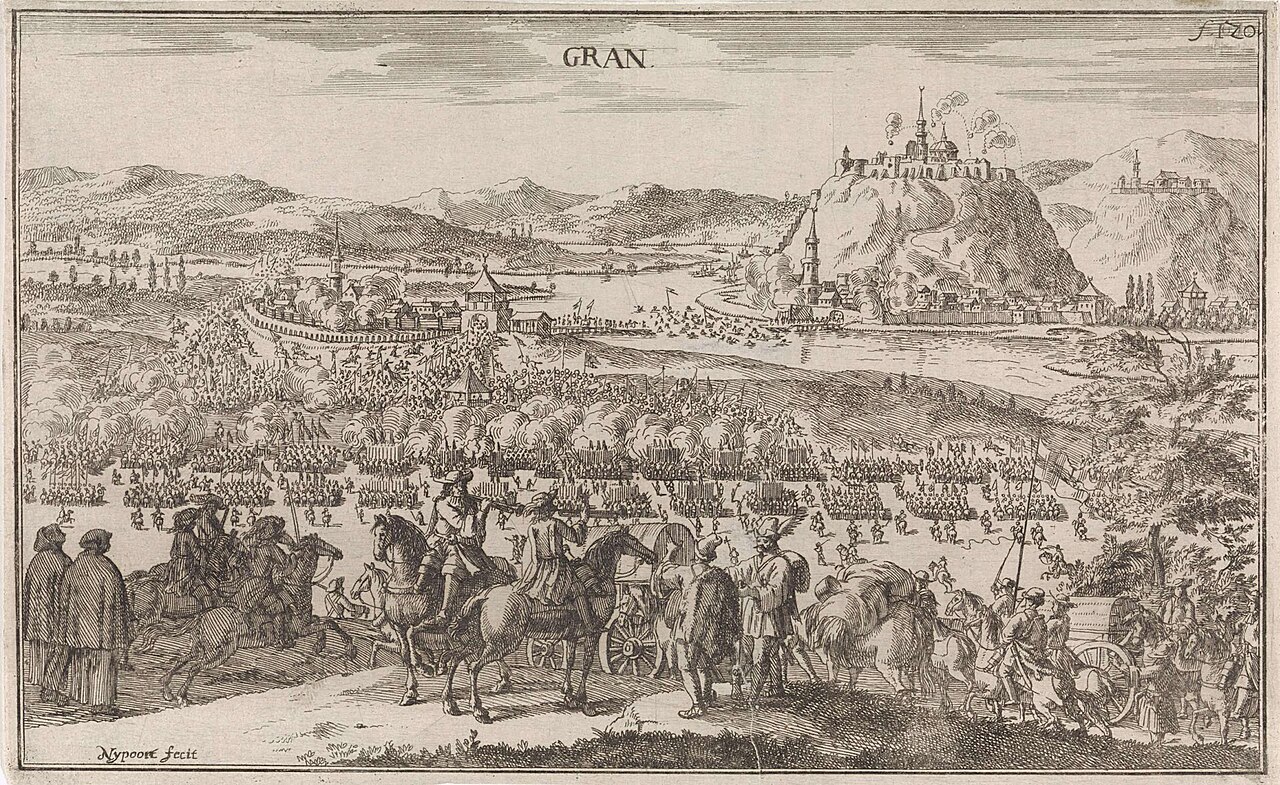 Battle of Párkány, 1683. Etching, published by Justus van den Nijpoort, in 1694
