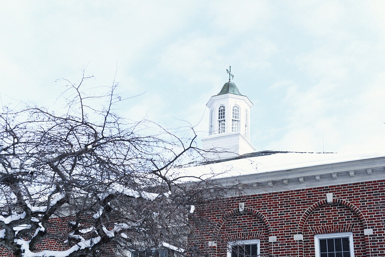 Easton Town Hall exterior, winter 2016.