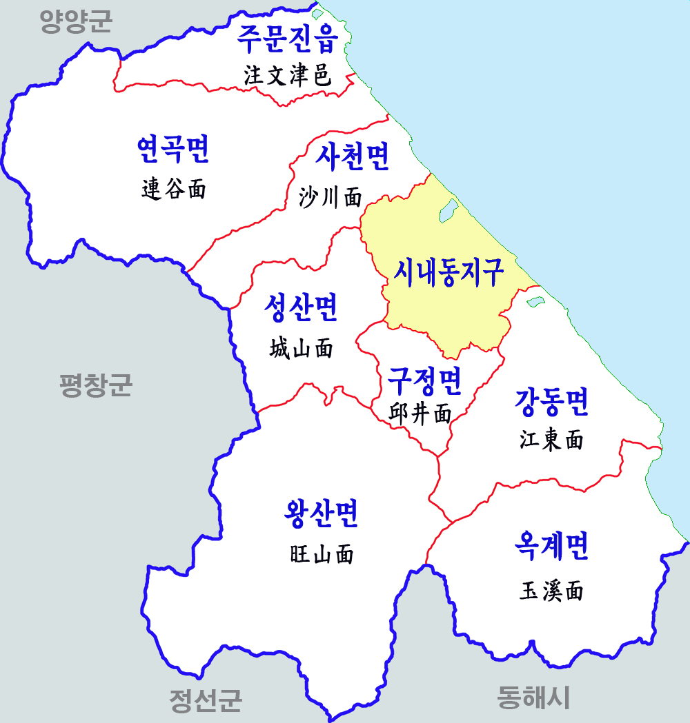 강릉시 행정구역도