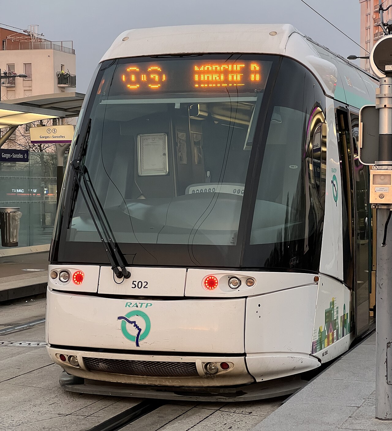 Tram at Garges - Sarcelles tram station, Garges-lès-Gonesse in France.