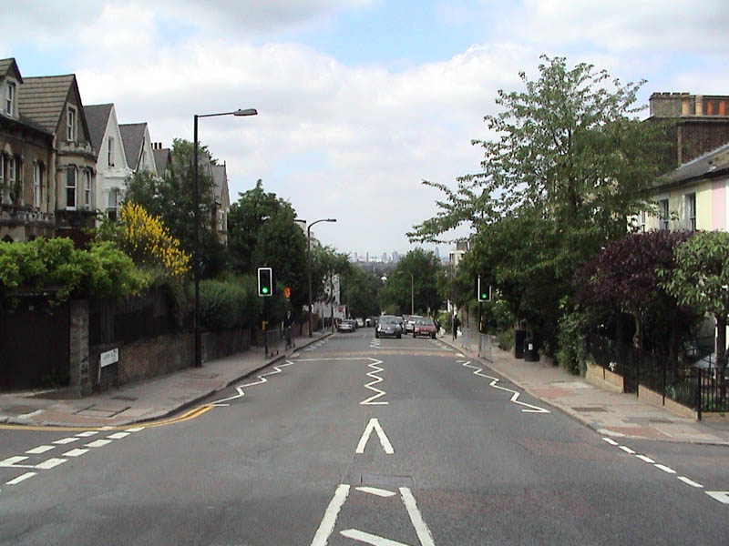 View of Gipsy Hill, looking north towards the City of London, taken from the junction of Gipsy Hill with Highland Road and Woodland Road.
