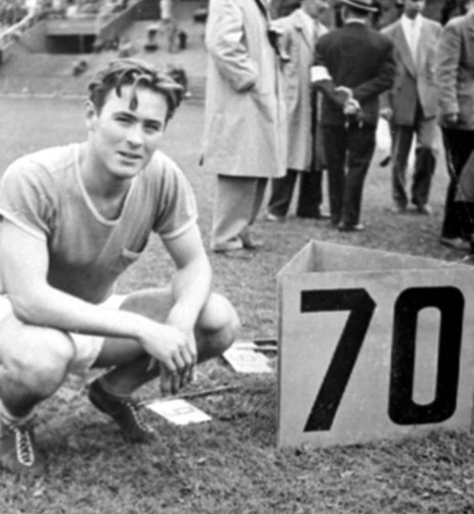 Egil Danielsen after throwing javelin over 70 m in Oslo