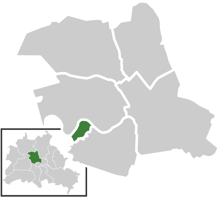 Location of Hansaviertel subdistrict, created in 201,  within district Mitte of Berlin, Germany