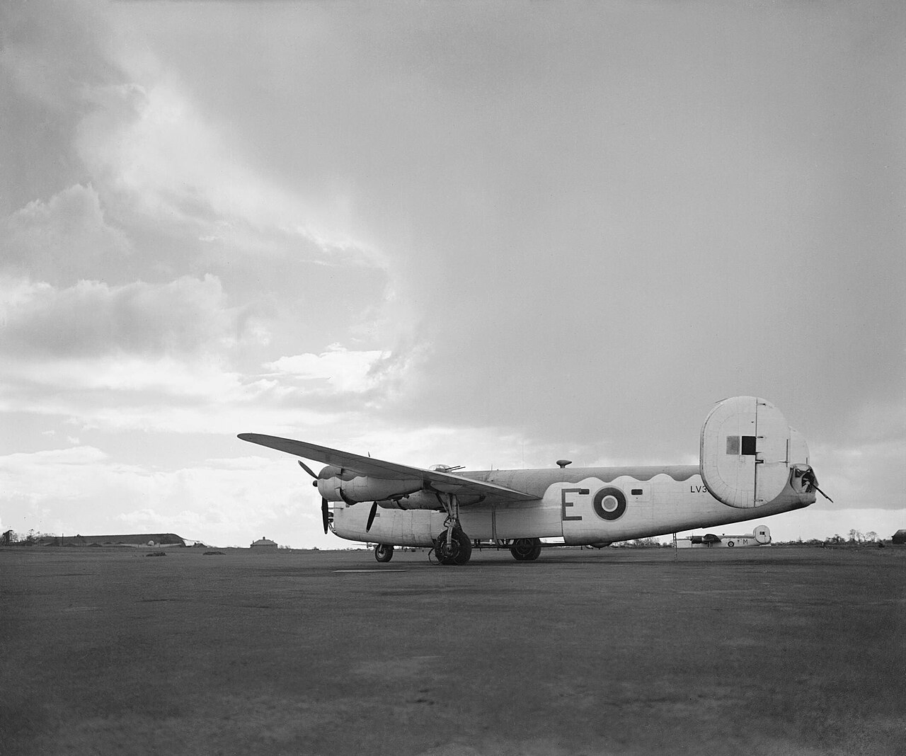 American Aircraft in Royal Air Force Service 1939-1945- Consolidated Model 32 Liberator.
Liberator GR Mark IIIA, LV345 'E', parked in a dispersal at Aldergrove, County Antrim, at the culmination of its service with of No. 86 Squadron RAF, and shortly before joining the Liberator Flight of No. 1 (Coastal) Operational Training Unit at Beaulieu, Hampshire.