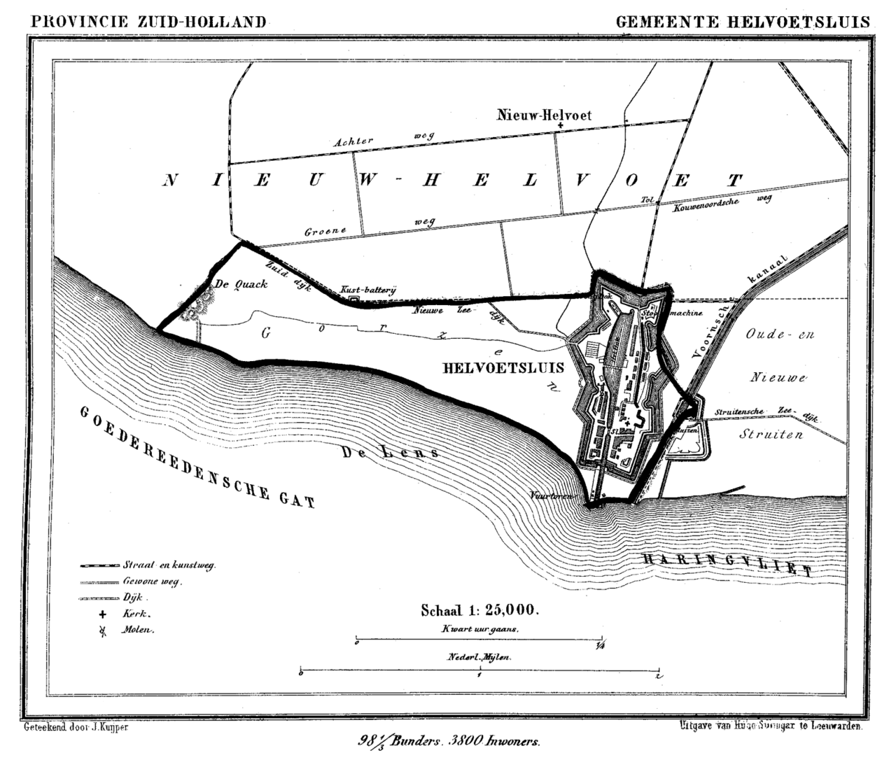 Historic map of Hellevoetsluis, the Netherlands