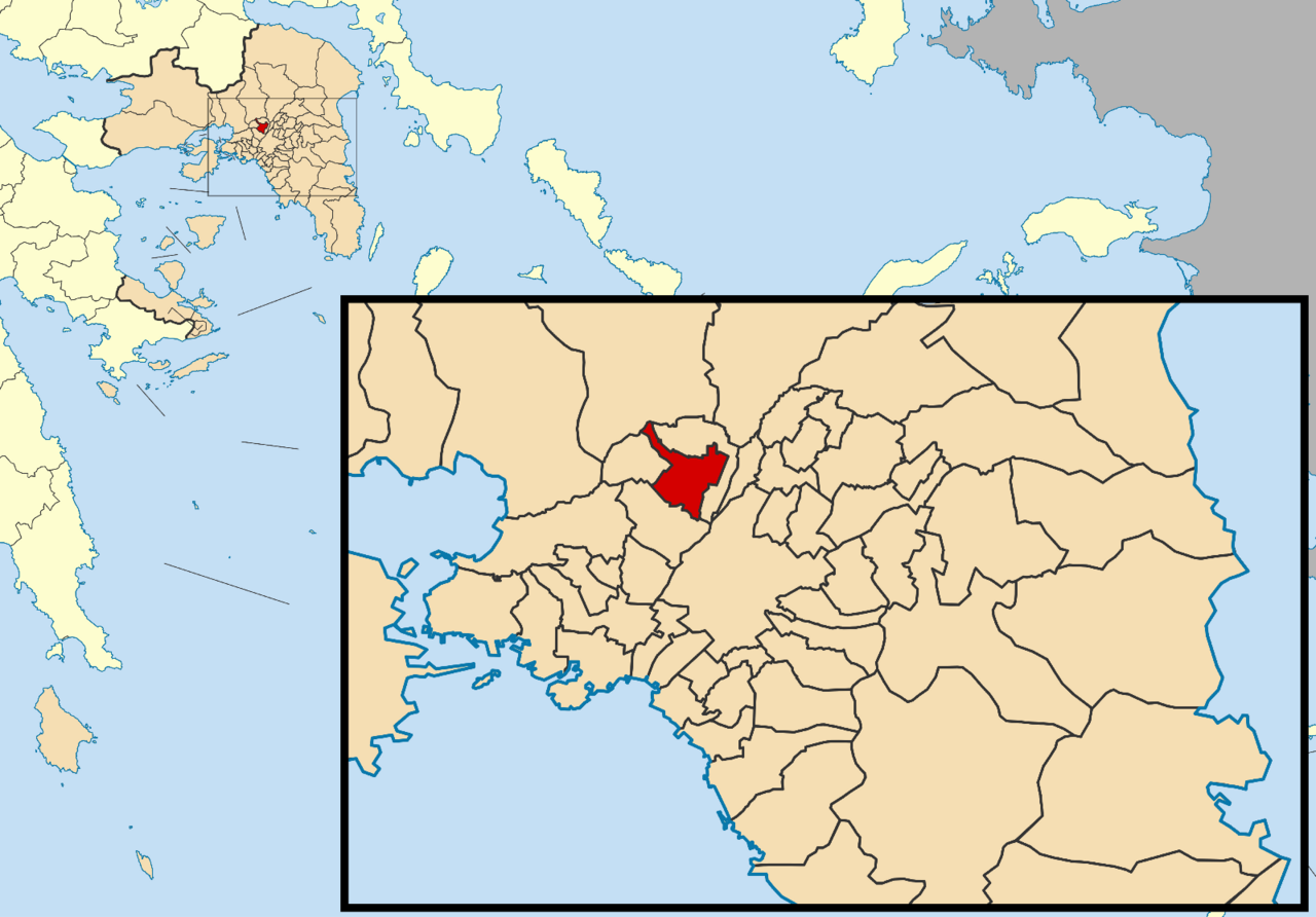 Locator map for Ilio municipality in Greek region Attica (2011)
