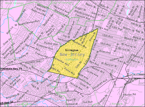 Census Bureau map of Irvington
