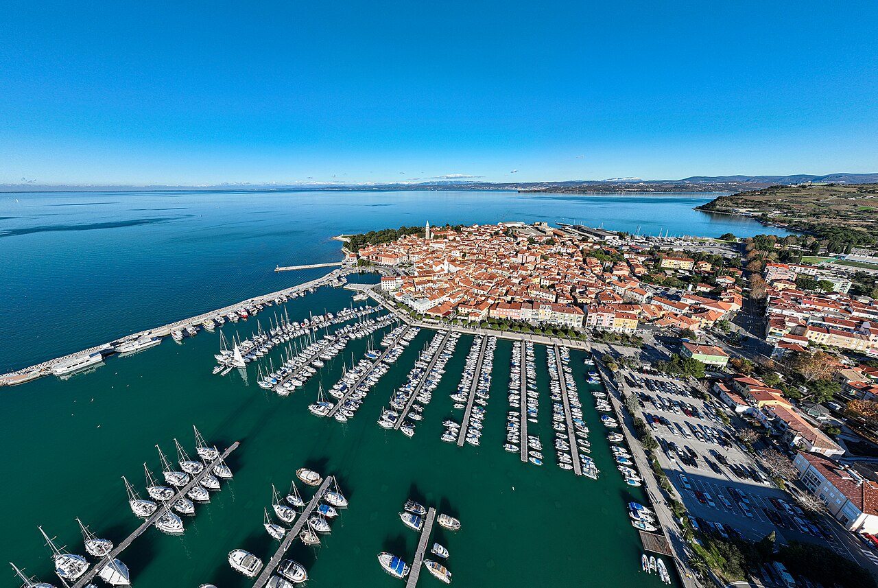 Izola Old town with marina.