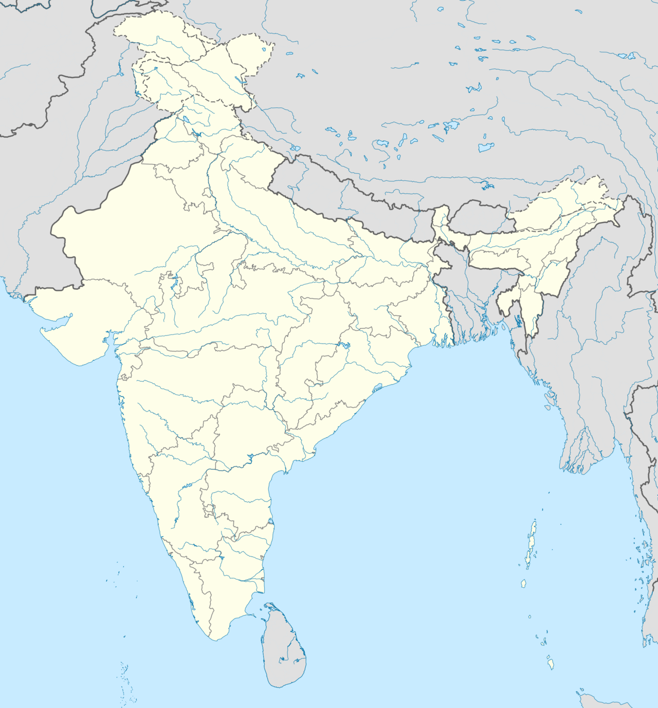 An alternative derivative work of the image File:India_location_map.svg which also includes regions claimed by India (but not controlled): Azad Jammu and Kashmir, Gilgit-Baltistan, and Aksai Chin.