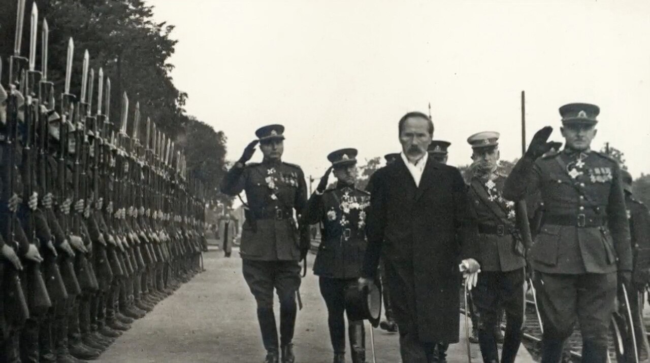 President of Lithuania Antanas Smetona inspects the Lithuanian Armed Forces soldiers during the interwar period.