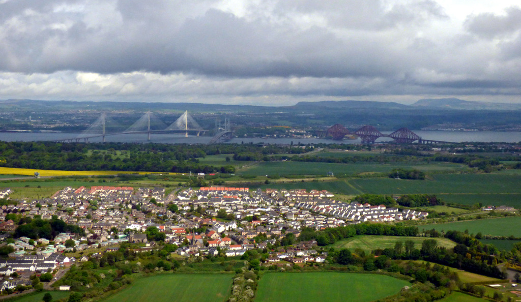Kirkliston and the Firth of Forth bridges from the air
