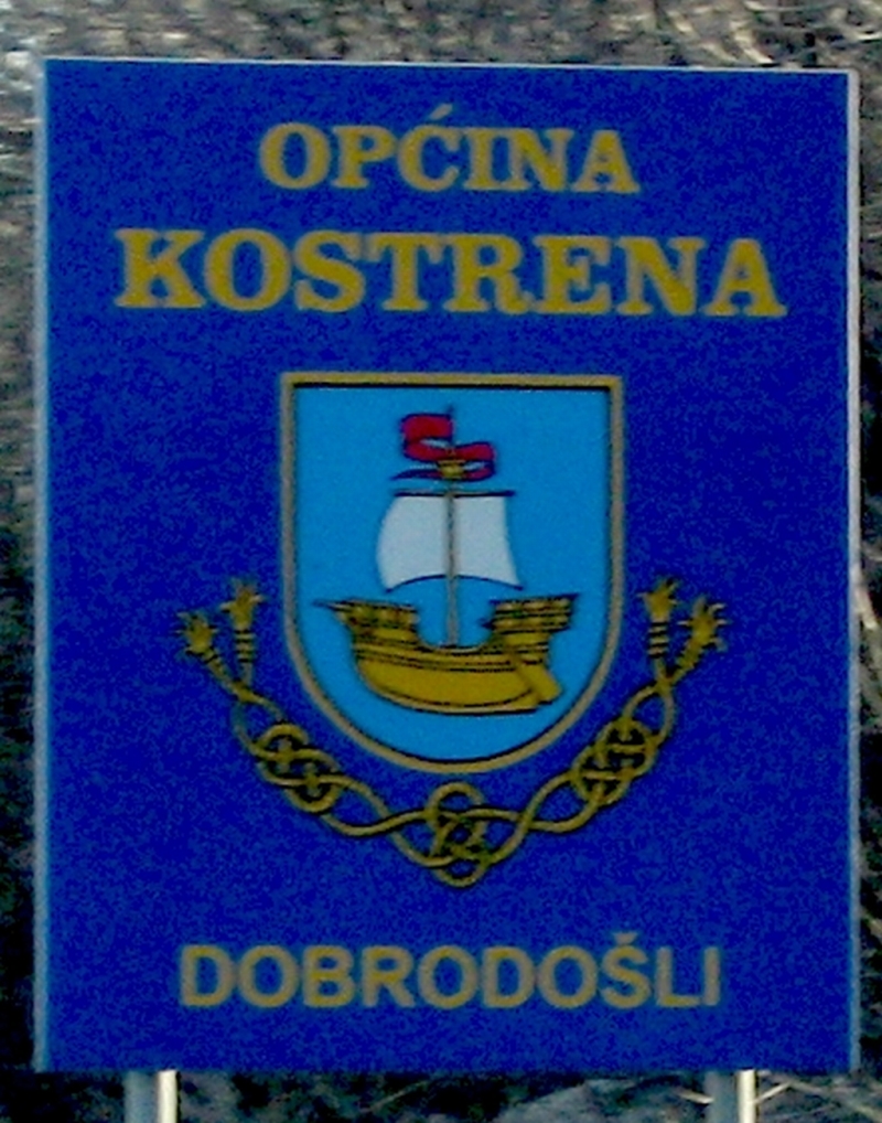 Ploča na granici općine Kostrena i grbom Kostrene