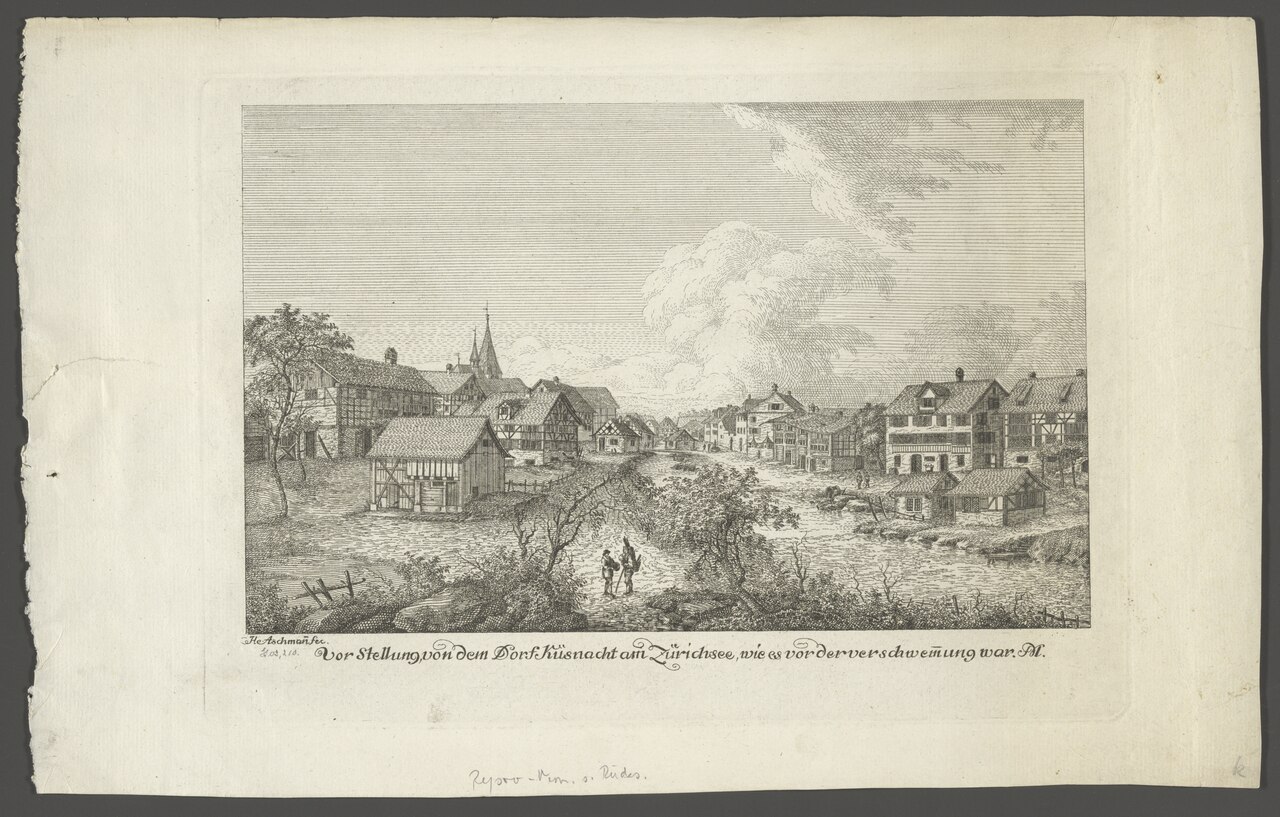 Vorstellung, von dem Dorf Küsnacht am Zürichsee, wie es vor der verschwemmung war