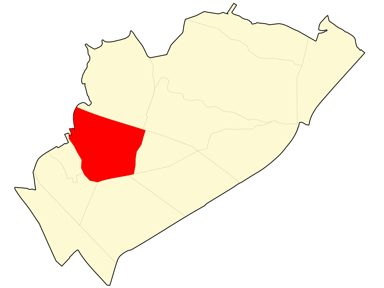 Mapa dels barris del districtes de Nou Barris de Barcelona, remarcant el barri de La Guineueta