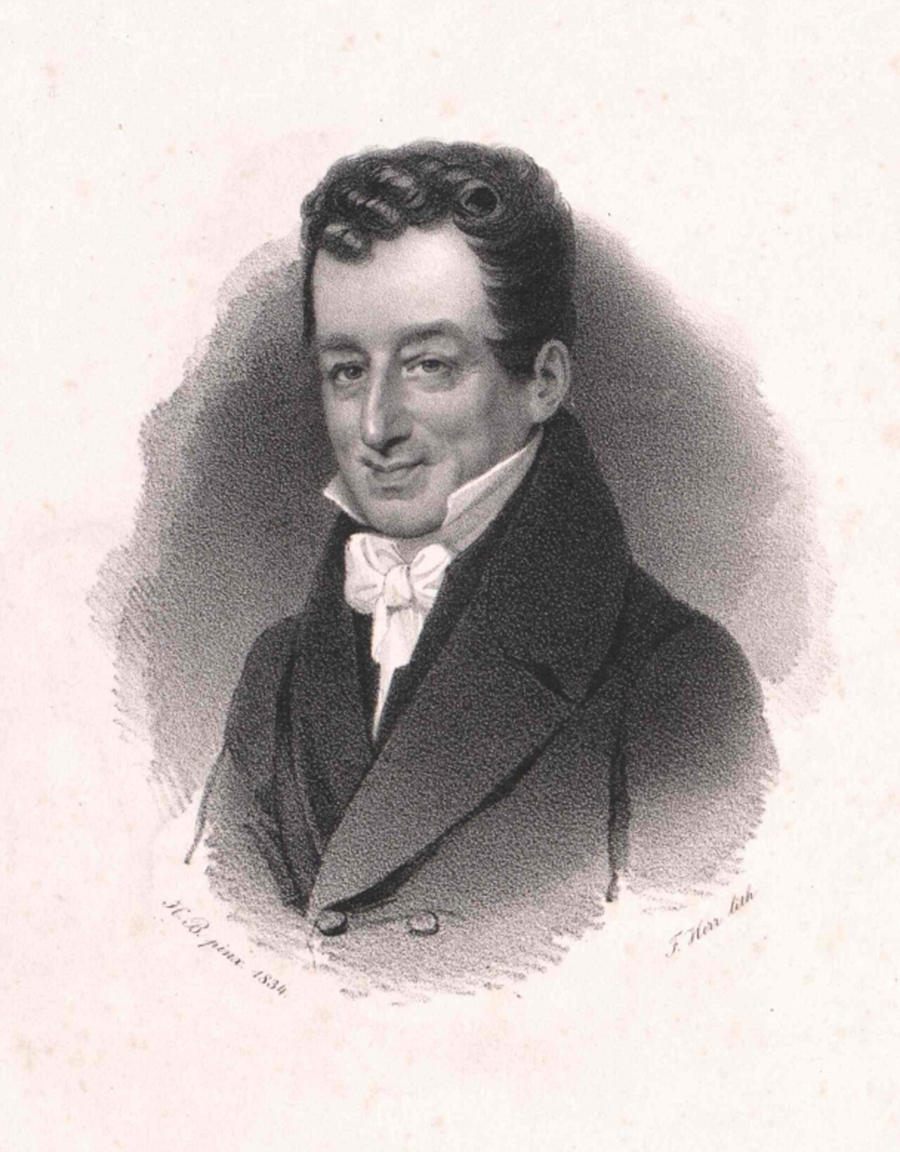 Joseph Hönig Ritter von Henikstein (1768–1838). Lithograph by Faustin Herr. Inscriptions: H. B. pinx 1834 and F. Herr lith