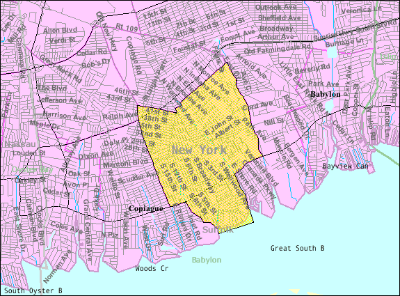 U.S. Census 2000 reference map for Lindenhurst