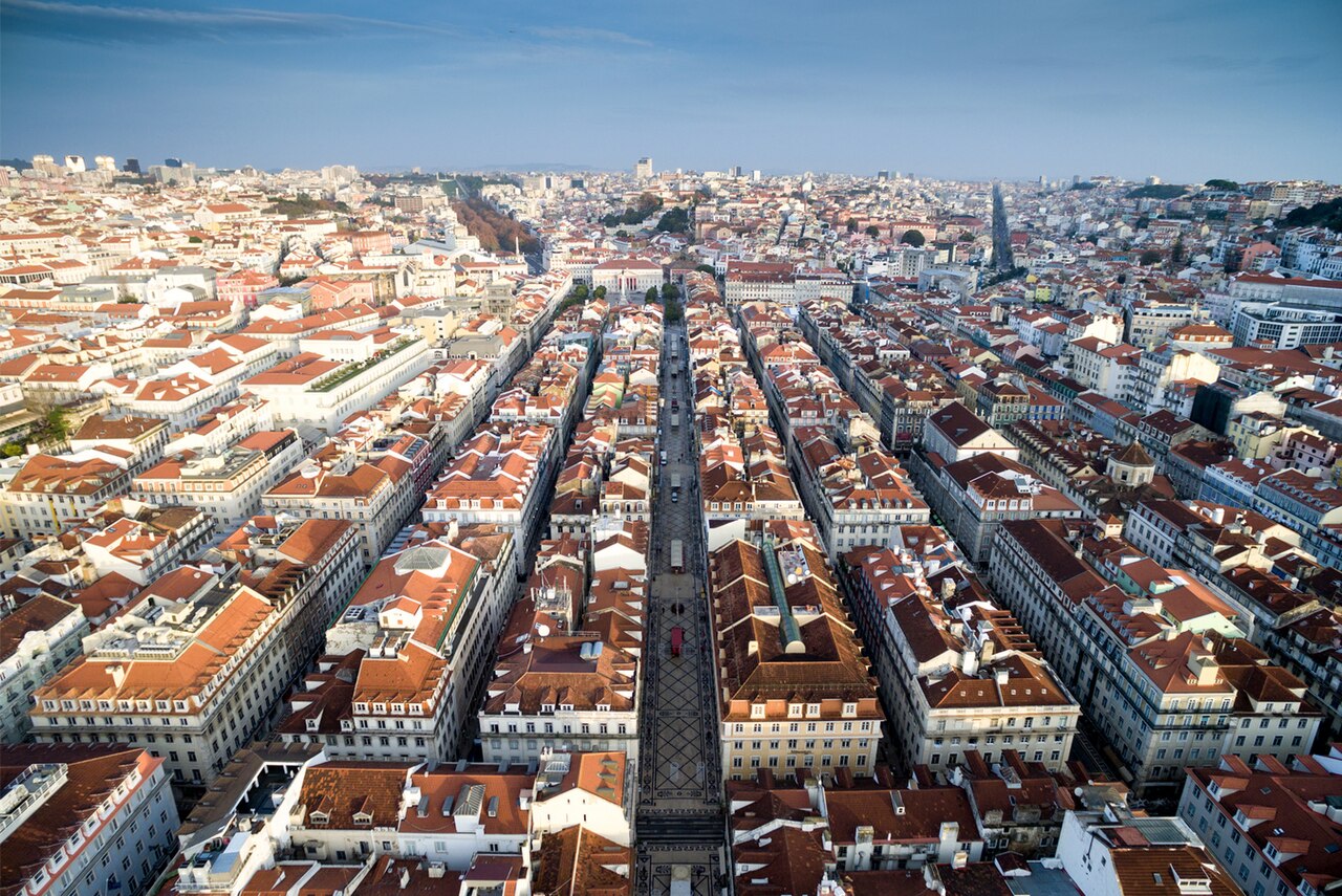 Aerial view of Augusta Street, Lisbon