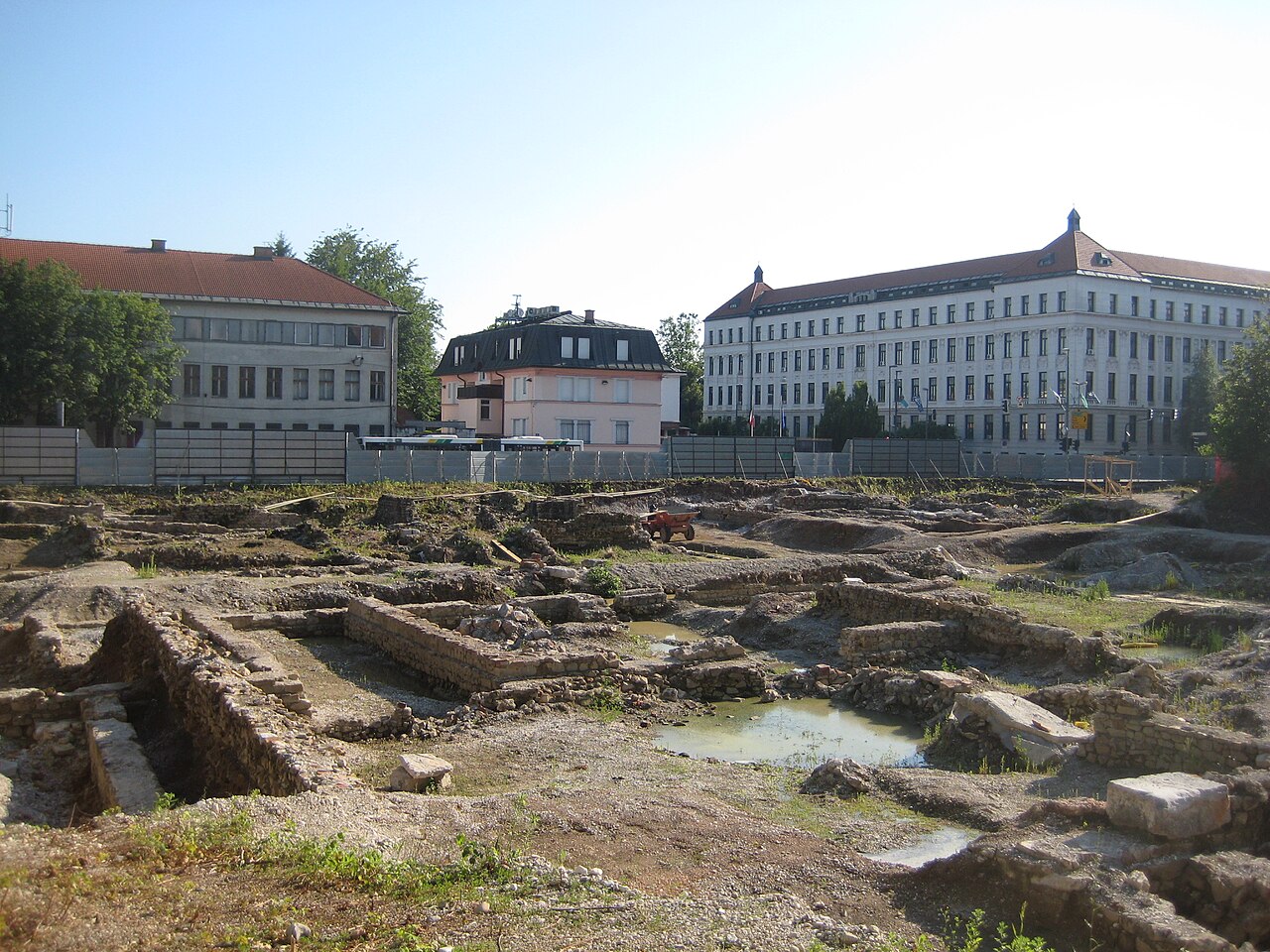 Part of the Ancient Roman town of Emona at the crossroad of Slovene Street and Zois Street.