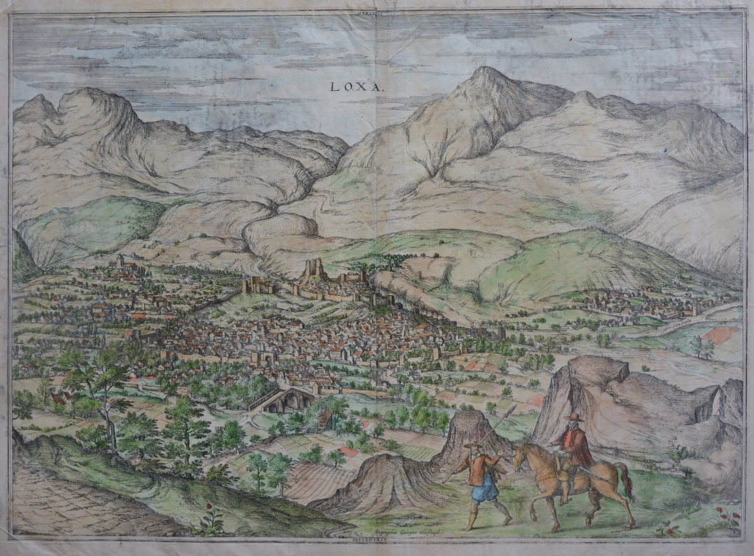 A hand-coloured early print, 14" x 19.5".