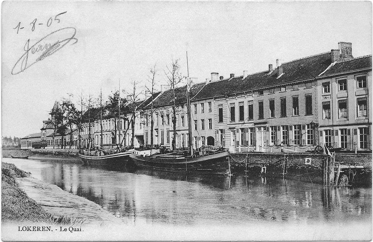 Briefkaart van de haven van Lokeren op de Durme rivier