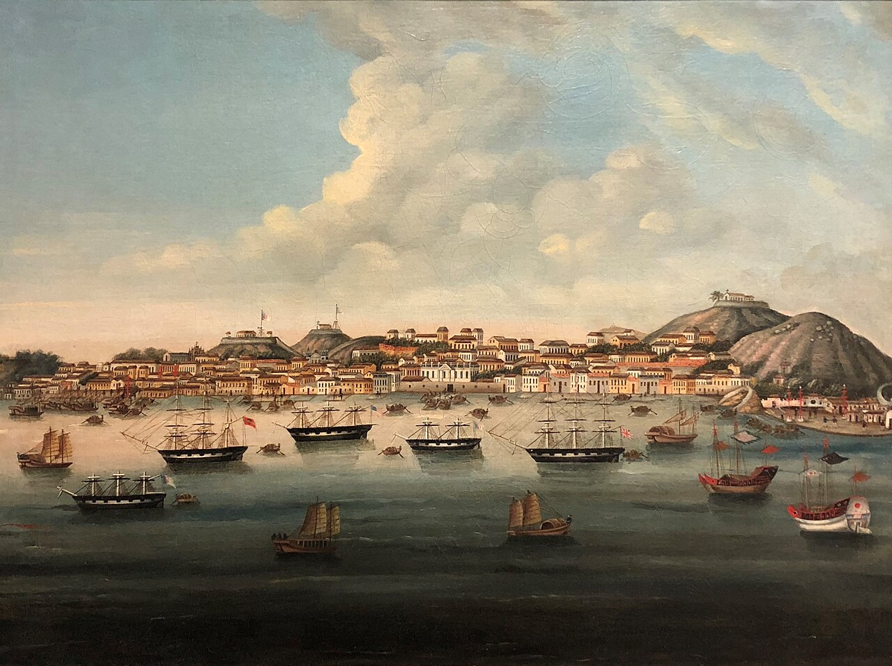 Chinese painting of Macao from the 19th Century, oil on canvas. Exhibit in the Asian Civliisations Museum, SIngapore.